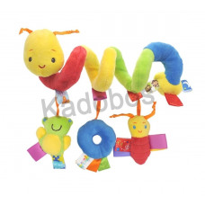 Boxspiraal vrolijke kleuren rups met 3 speeltjes 