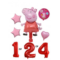 Peppa pig folie ballonnen set 6x verjaardag 1 jaar