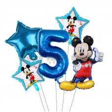 Mickey Mouse folie ballonnen - verjaardag 5 jaar - 5 delig