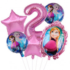 Frozen folie ballonnen - verjaardag 2 of 3 jaar - 6 delig
