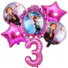 Frozen folie ballonnen set - verjaardag 2 of 3 jaar - 6 delig