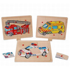 Houten noppen puzzel brandweer  - ambulance - politie
