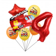 Brandweer folie ballonnen set 7 delig verjaardag 2 - 4 - 5 jaar