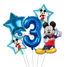 Mickey folie ballonnen set 5x verjaardag 3 - 4 - 5 jaar