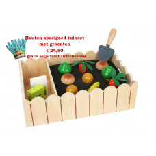 Houten speelgoed groente tuin incl groenten + tuinhandschoenen