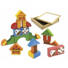 Multifunctioneel houten speelgoed in kistje - Schoolbord met blokken 